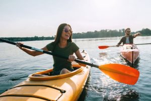 a person kayaks which is aone of many sober activities