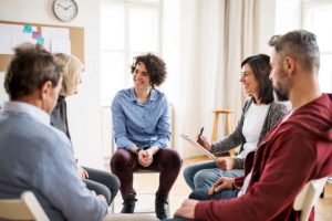 People working on overcoming addiction at a residential treatment center